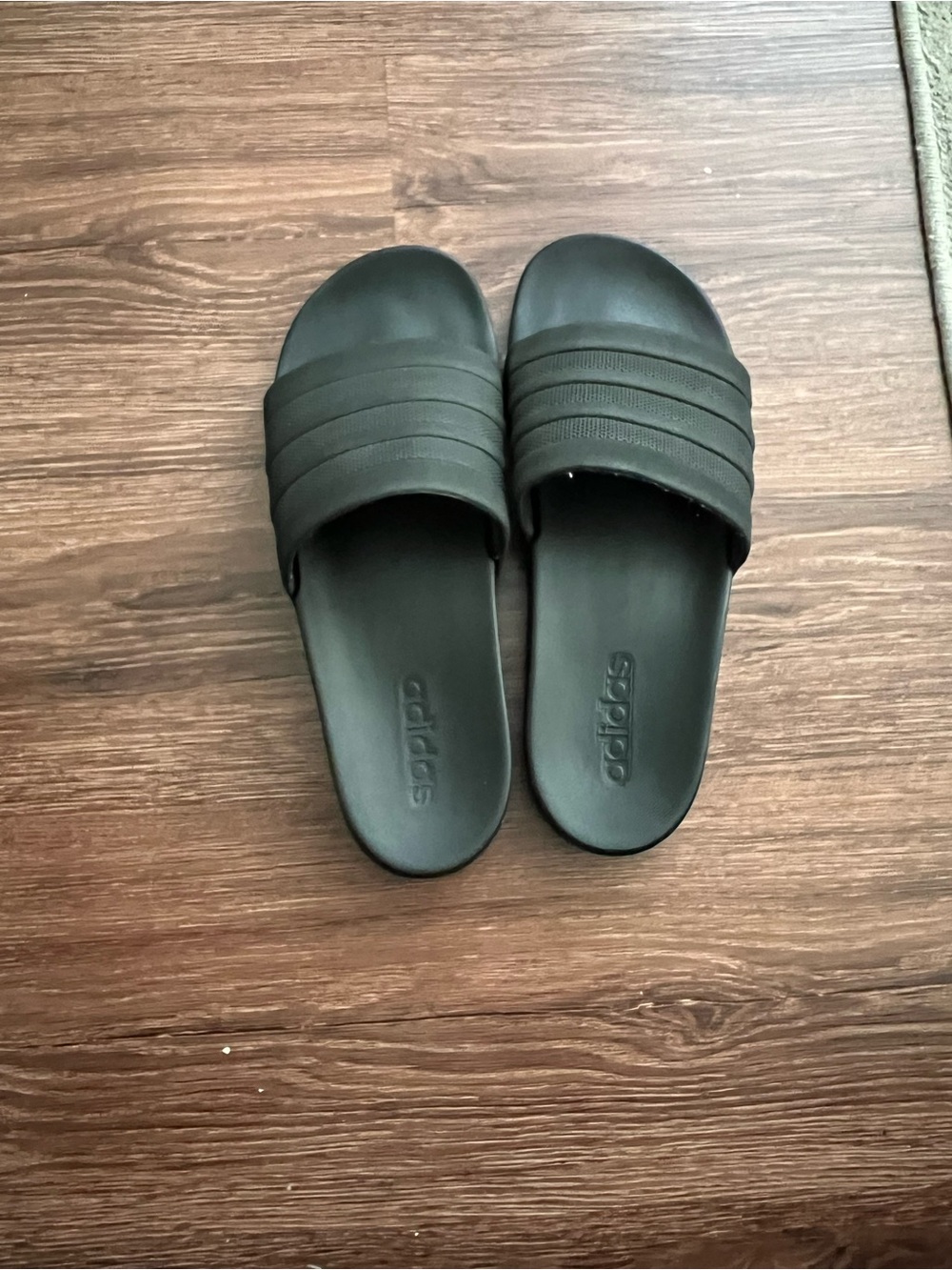 adidas Black Slide Sandals with Textured Strap